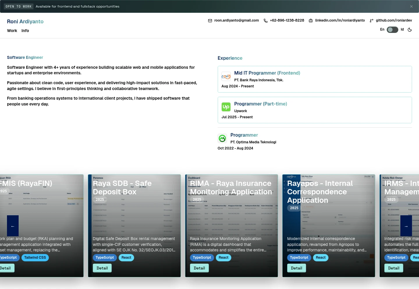 roni.ar.dev portfolio website full page screenshot